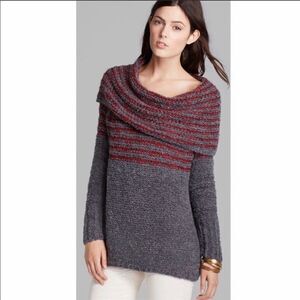 Free People Grey Engineered Cowl Neck Sweater